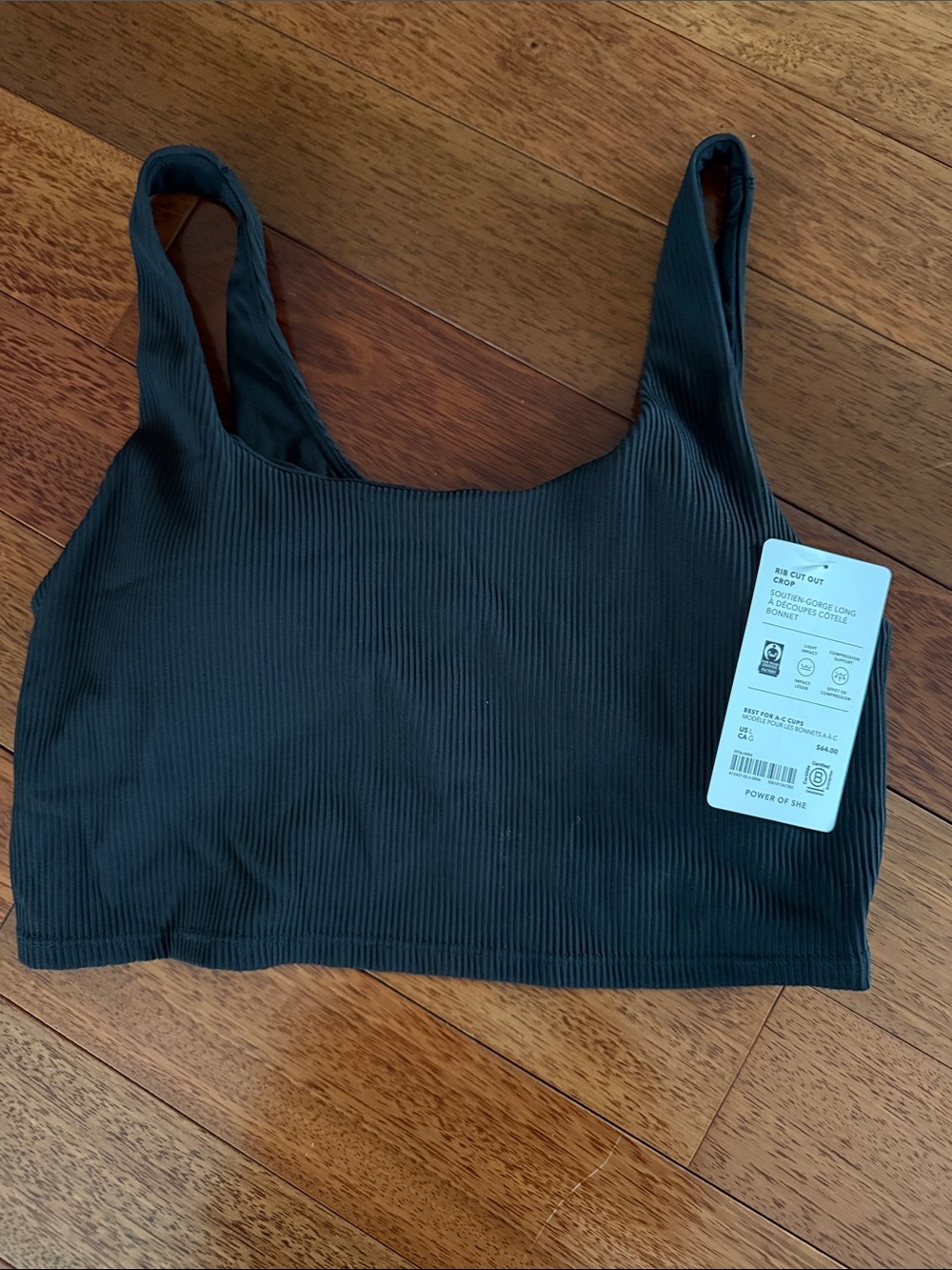 Athleta rib cut out crop  - Black- Large - NWT